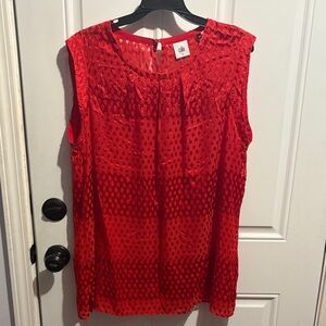CAbi Red Sleeveless Textured Blouse